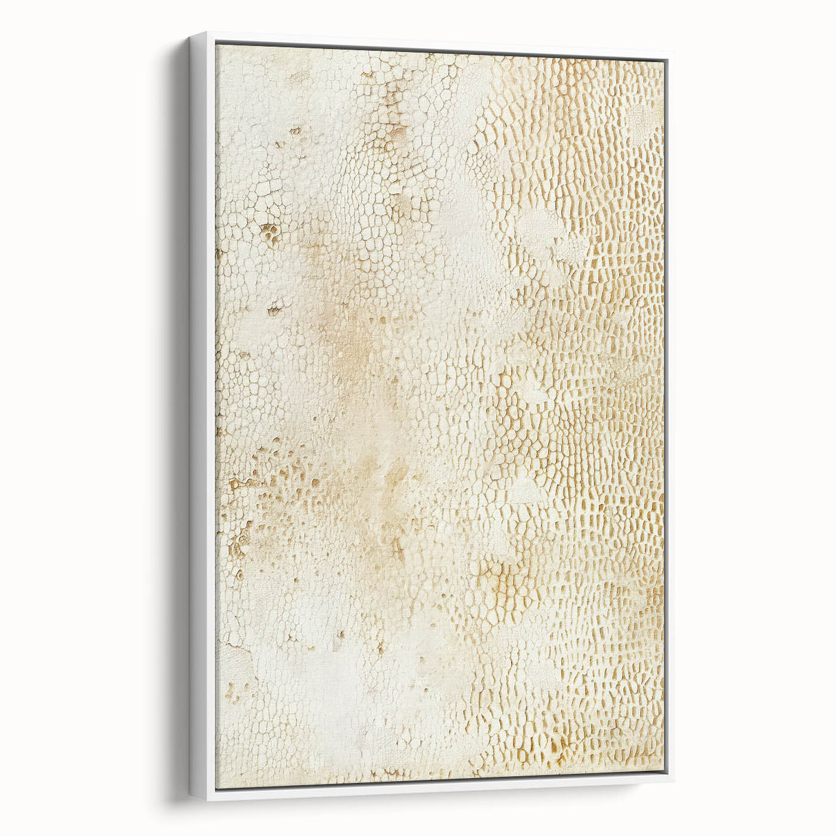 Framed wall art featuring abstract strokes in neutral tones, displayed in a stylish white frame, ideal for modern home decor and artistic interiors.