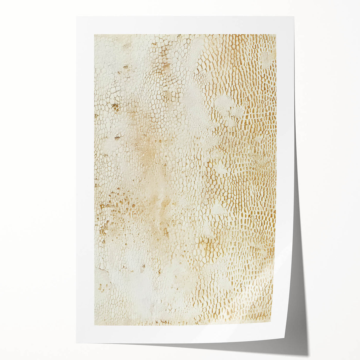 Abstract wall art print featuring colorful, flowing strokes in shades of blue, pink, and yellow, rolled and ready for display. Perfect for modern decor.