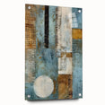 Abstract wall art design featuring vibrant strokes in bold colors, displayed in a side view with pins on acrylic glass, enhancing modern decor aesthetics.