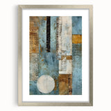 Abstract strokes wall art framed in silver, featuring a modern design with vibrant colors, ideal for contemporary home decor, displayed against a neutral background.