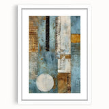 Abstract wall art featuring colorful strokes in a white frame with matting, perfect for modern decor. Ideal for enhancing living spaces with a vibrant touch.