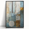 Abstract strokes wall art framed in black, showcasing vibrant colors and dynamic patterns, perfect for modern home decor. Ideal for living spaces or offices.