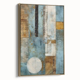 Abstract wall art featuring gold strokes on a textured canvas, elegantly framed and displayed from the side, perfect for modern home decor.