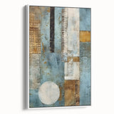 Framed abstract strokes wall art in white and soft pastel hues, showcasing a modern design with dynamic brushwork, ideal for contemporary decor.