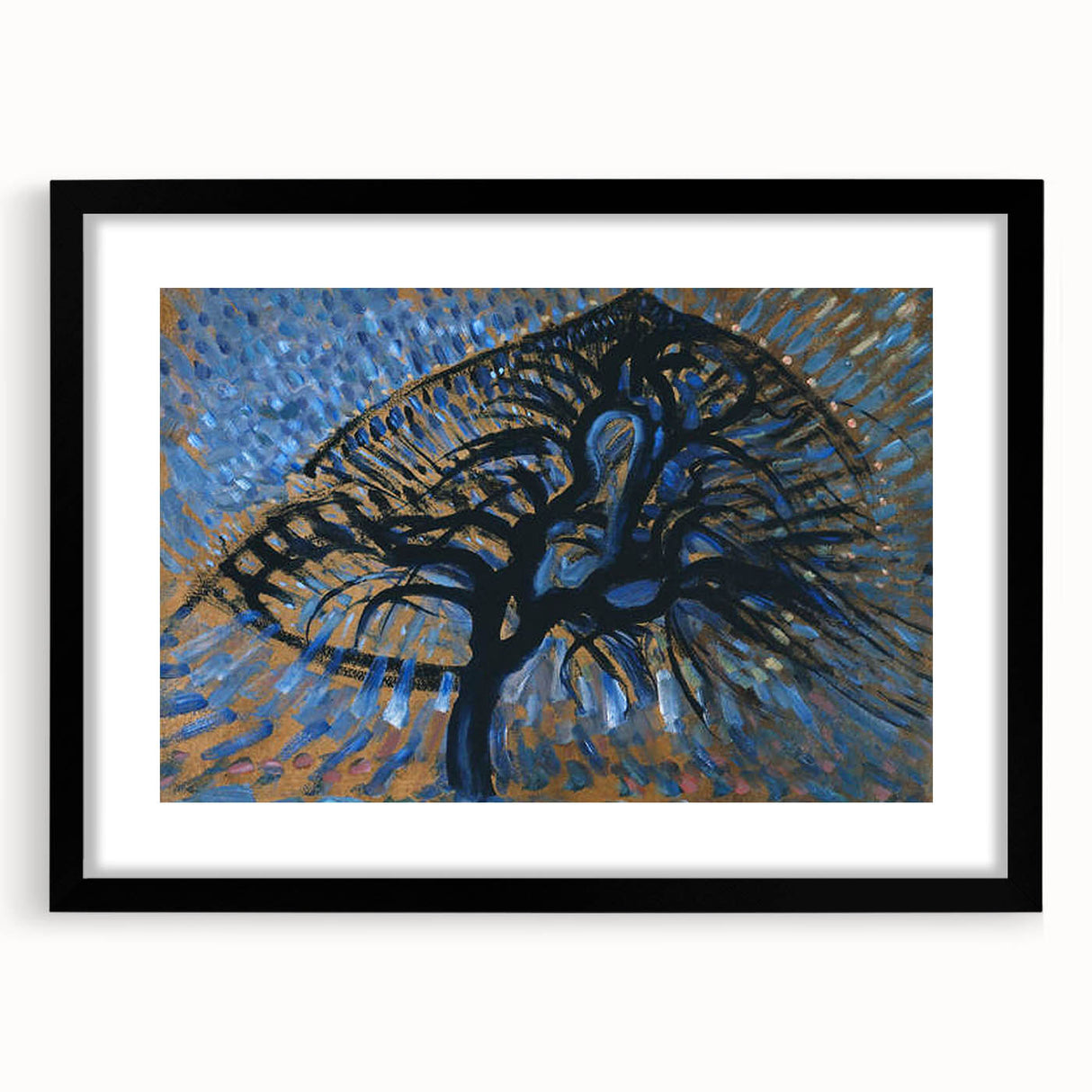 Modern Wall Art: Piet Mondrian's Apple Tree Pointillist Version
