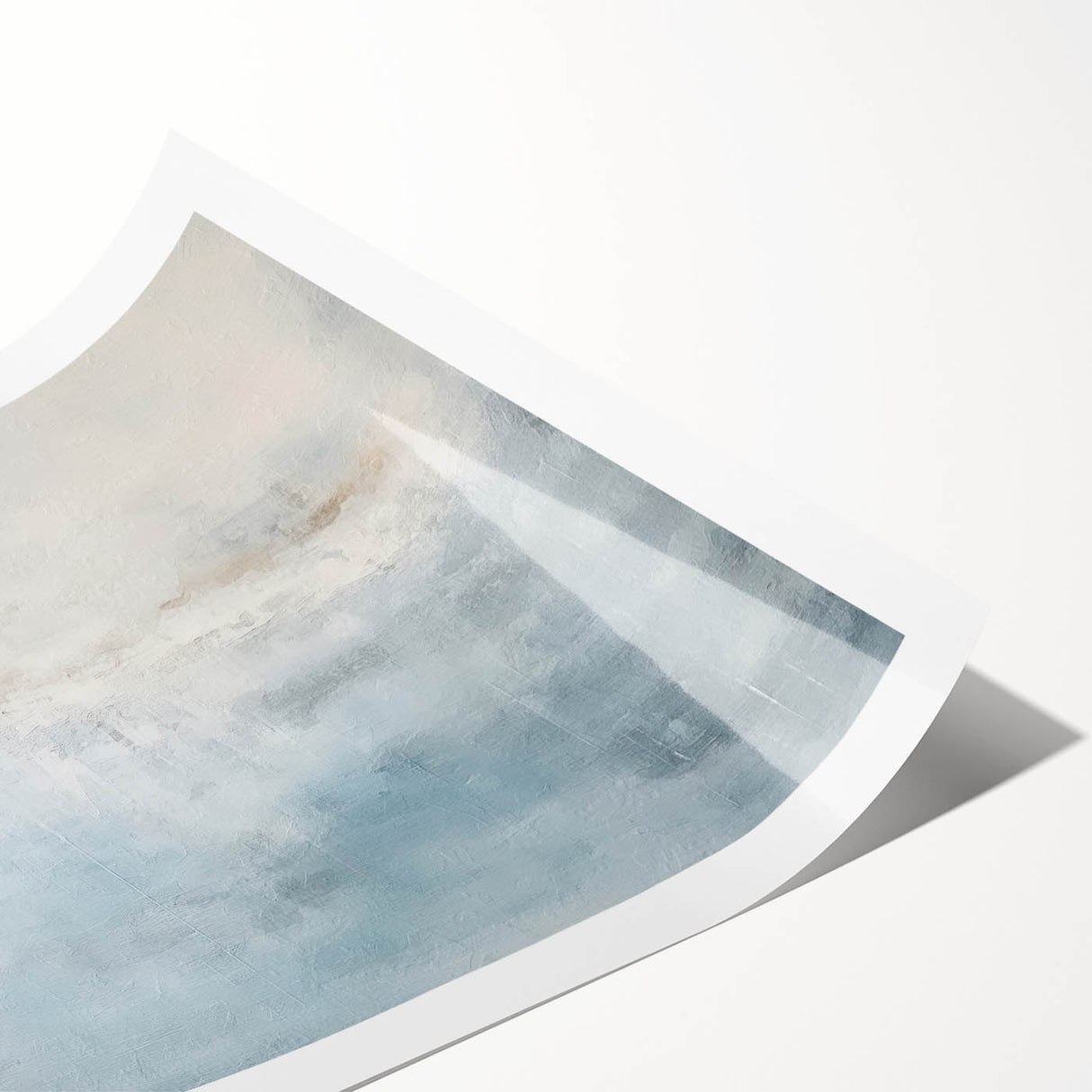 Abstract wall art print showcasing vibrant strokes in shades of blue, orange, and yellow on a textured surface, ideal for modern home decor. This rolled artwork is perfect for adding a pop of color to any room, presented in a protective cardboard tube for safe delivery.
