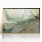 Framed abstract wall art featuring dynamic gold strokes on an acrylic surface, perfect for modern decor, enhancing elegance in living spaces.