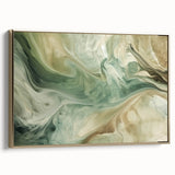 Framed canvas wall art showcasing abstract gold strokes on a textured background, enhancing modern decor with a luxurious touch and elegant side view.