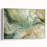 Framed abstract strokes wall art in a sleek white frame, showcasing vibrant colors and dynamic patterns, perfect for modern home decor and artistic interiors.