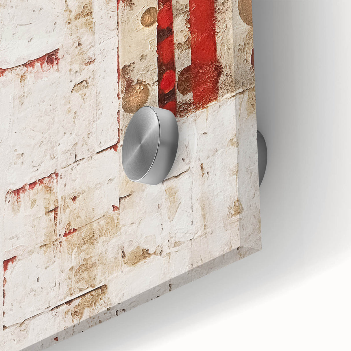 Close-up view of abstract strokes wall art design in vibrant colors, showcasing layered textures and acrylic glass finish, perfect for modern decor.