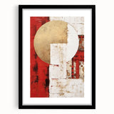 Abstract wall art featuring vibrant strokes in shades of blue, yellow, and pink, framed in sleek black with a white mat, perfect for modern decor.