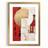 Abstract wall art featuring vibrant gold strokes on a textured background, elegantly framed with a mat, perfect for modern home decor.