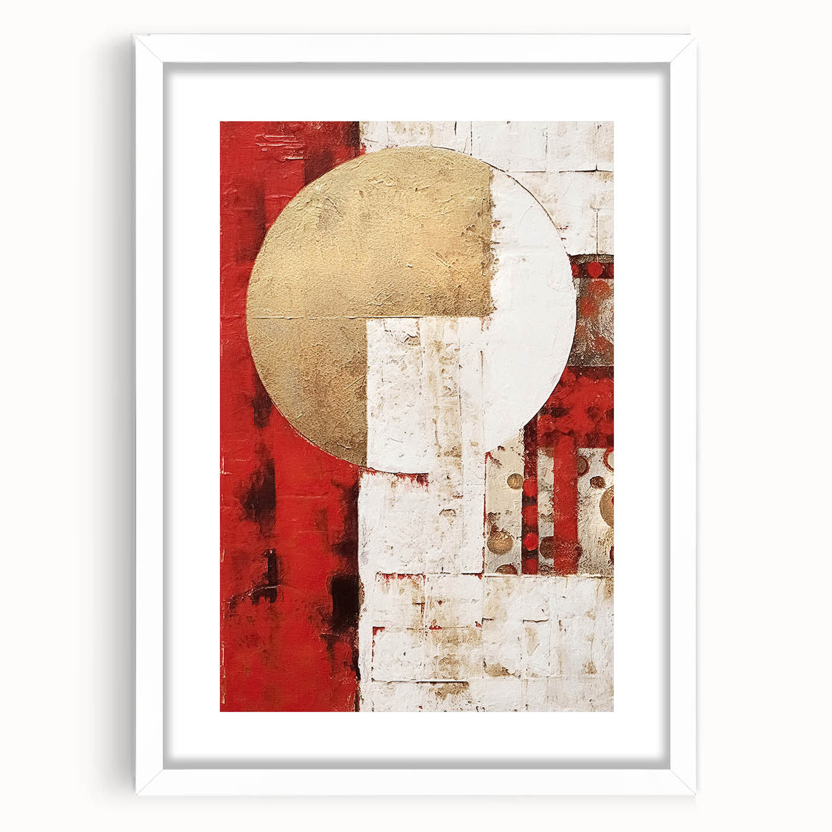 Abstract wall art featuring vibrant multicolored strokes in a white frame with a mat, designed to enhance modern home decor and artistic ambiance.