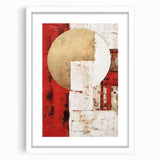 Abstract wall art featuring vibrant multicolored strokes in a white frame with a mat, designed to enhance modern home decor and artistic ambiance.