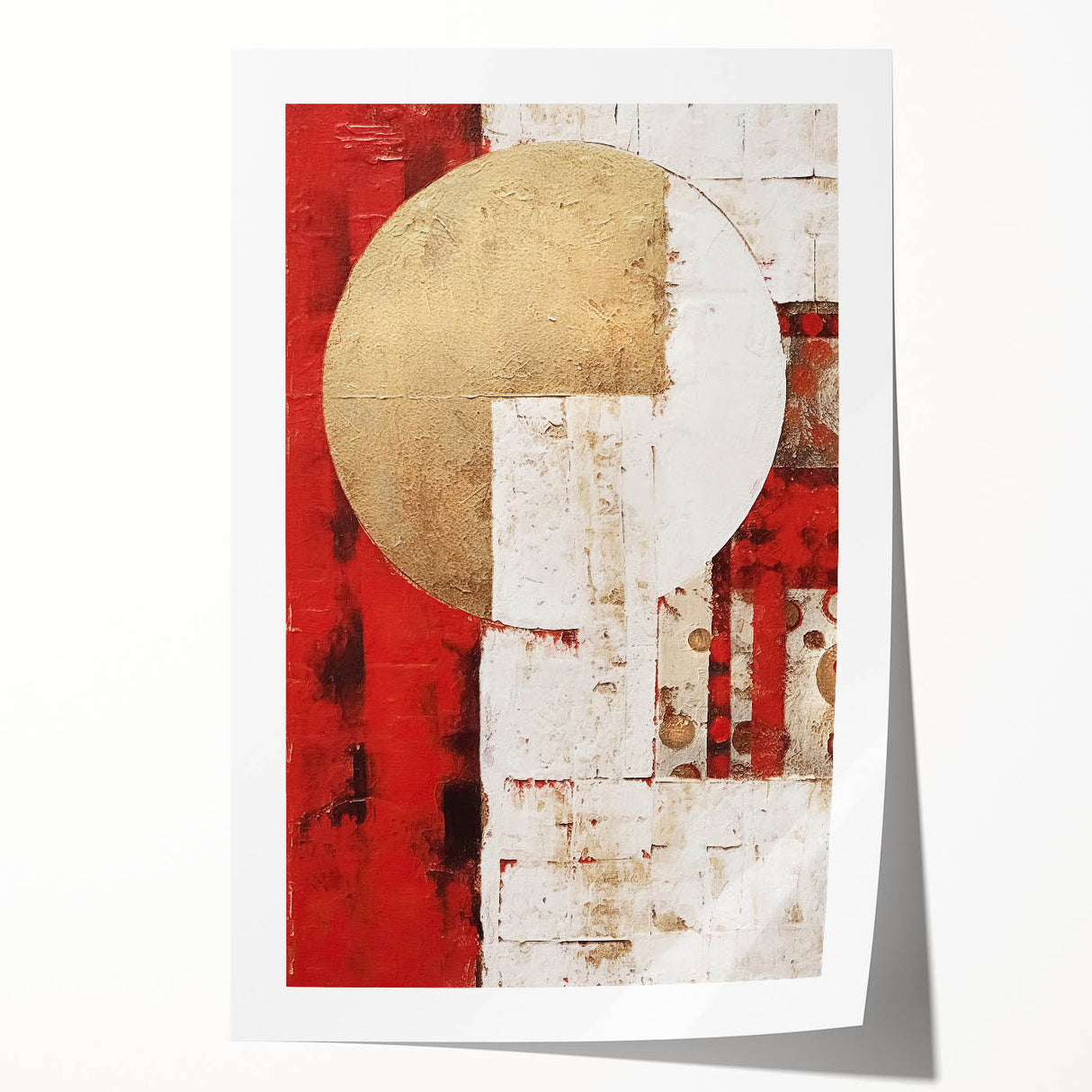 Abstract strokes wall art print showcasing vibrant blue, orange, and yellow colors on a textured background, displayed in a rolled format for easy framing. Ideal for modern home decor.