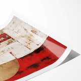 Abstract wall art print showcasing vibrant strokes in shades of blue, orange, and yellow, rolled and ready for framing to enhance modern decor.