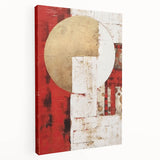 Abstract strokes wall art on stretched canvas, showcasing vibrant colors of blue, orange, and yellow, ideal for modern home decor. Side view highlights the depth and texture of the artwork, enhancing its visual appeal.