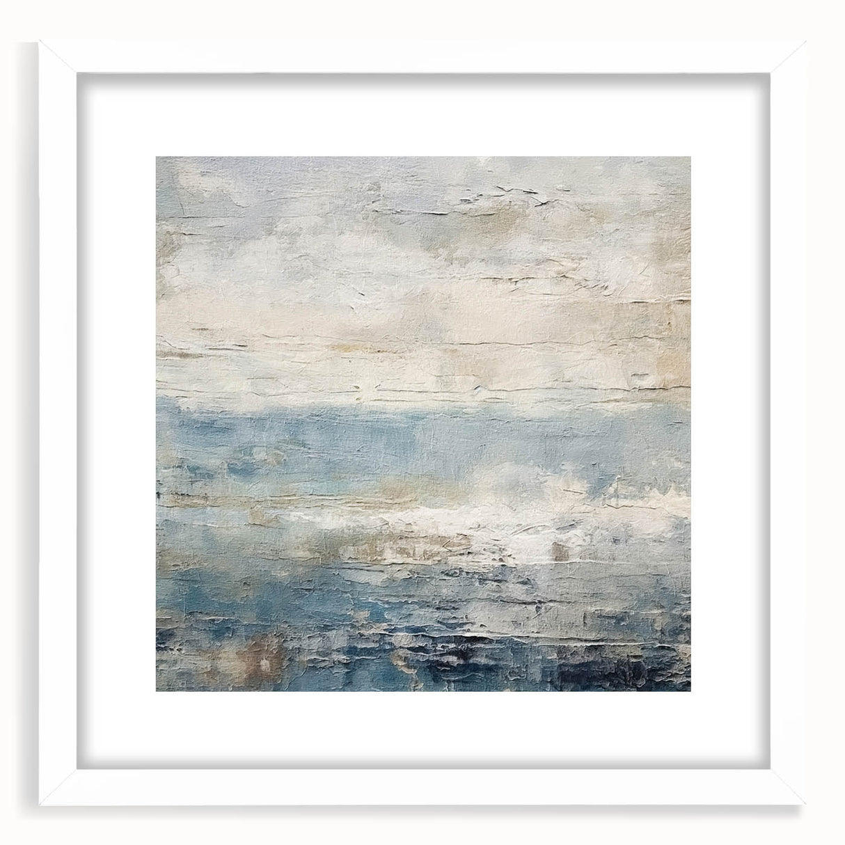 Abstract strokes wall art framed with a white mat, showcasing vibrant colors and dynamic patterns, perfect for modern home decor. Ideal for enhancing interior spaces.