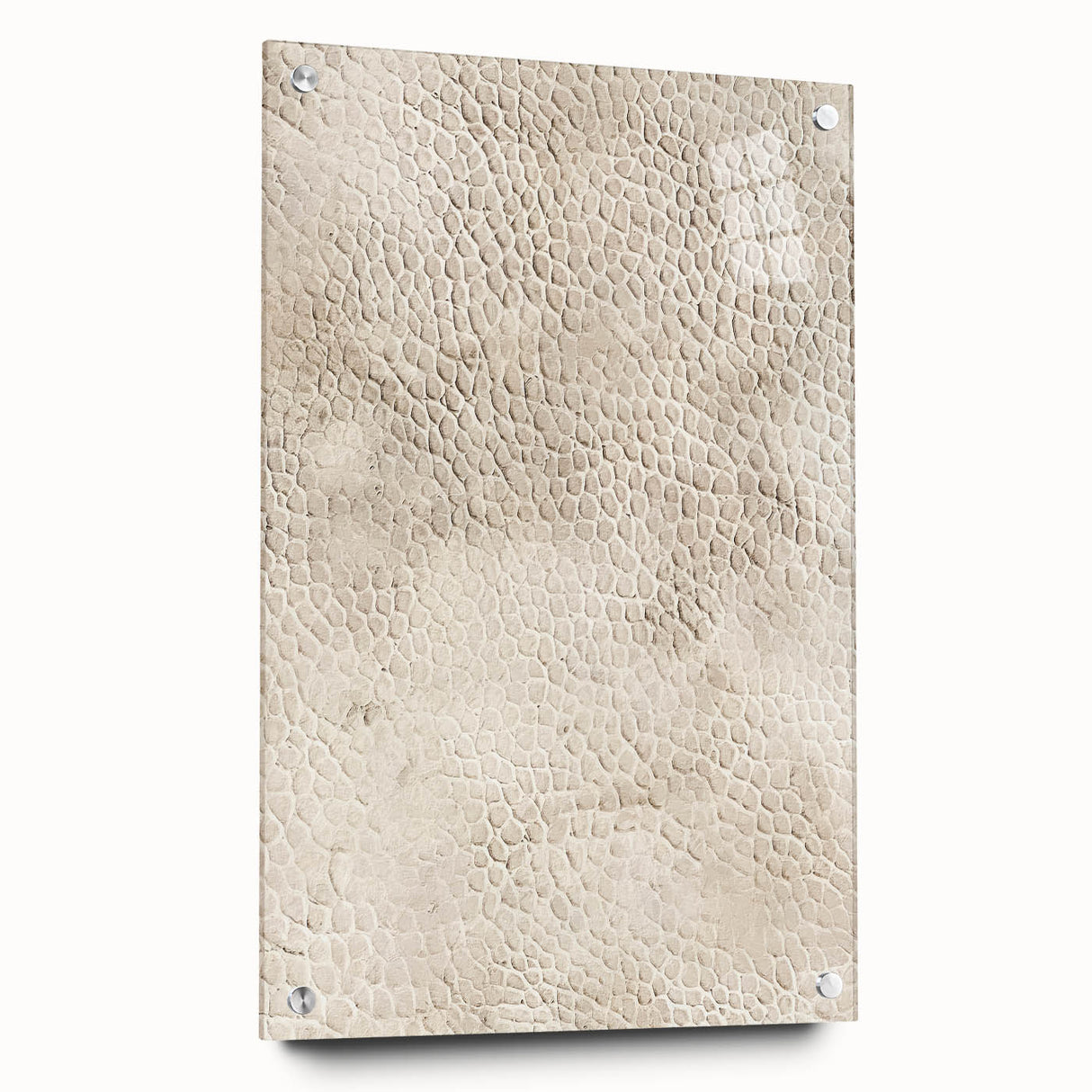 Abstract wall art featuring colorful strokes in a modern design, displayed in a side view with acrylic glass and decorative pins, enhancing contemporary decor.