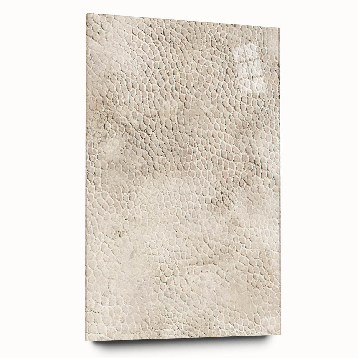 Abstract wall art print featuring colorful strokes on acrylic glass, displayed in a side view to showcase its vibrant design and sleek edges, perfect for modern decor.