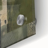 Abstract wall art featuring vibrant strokes in shades of blue, orange, and yellow, printed on acrylic glass, highlighting its glossy finish and modern aesthetic. Perfect for contemporary decor.