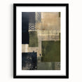 Abstract wall art featuring bold, colorful strokes in a black frame with a mat, ideal for modern home decor and artistic interior design accents.