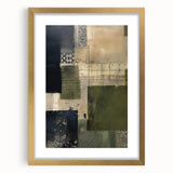 Abstract wall art featuring bold strokes in vibrant colors, framed with a gold mat, enhancing modern decor with a touch of elegance and sophistication.