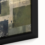 Close-up of framed abstract strokes wall art on canvas, showcasing vibrant colors and dynamic brushwork, perfect for modern home decor and artistic expression.