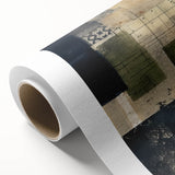 Abstract strokes wall art on rolled canvas showcasing vibrant blue, orange, and gold colors with a modern artistic design, ideal for contemporary home decor.