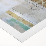 Abstract wall art printed on rolled canvas, showcasing vibrant strokes in hues of blue, orange, and yellow. Perfect for modern home decor, adding a pop of color and creativity to any space.