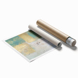 Abstract wall art print showcasing vibrant strokes in shades of blue, pink, and gold, designed for modern decor. Perfect for enhancing living spaces with a contemporary touch.