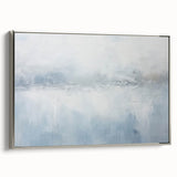 Framed abstract wall art featuring dynamic silver and white strokes on canvas, showcasing modern design perfect for contemporary home décor.