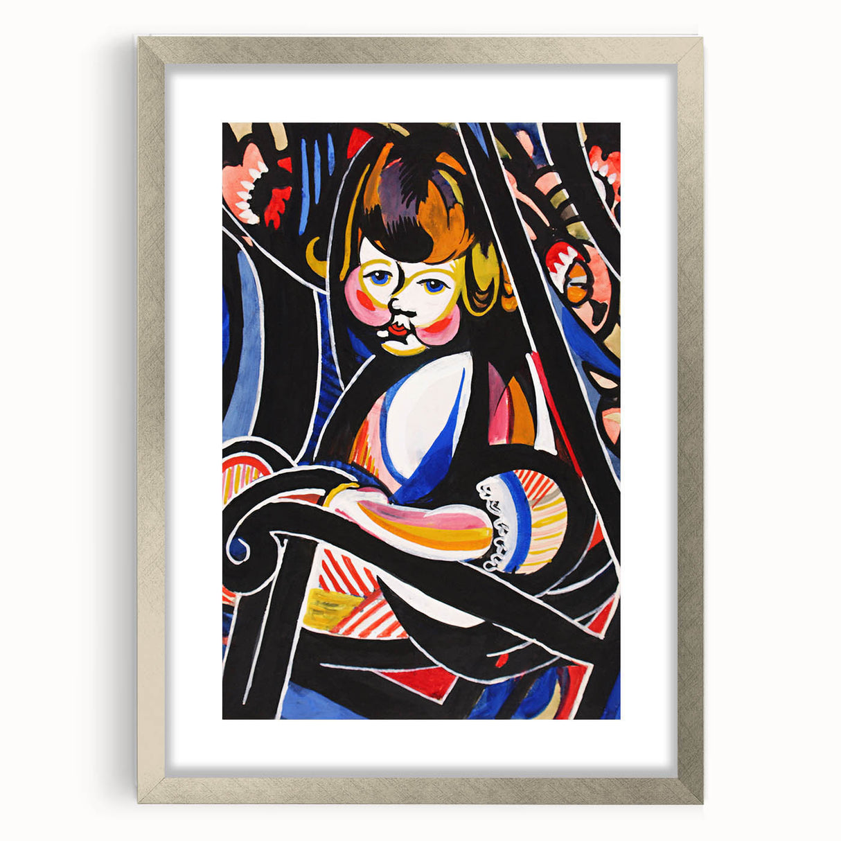 Modern Wall Art: Child in Rocker - Vibrant Abstract Portrait Print
