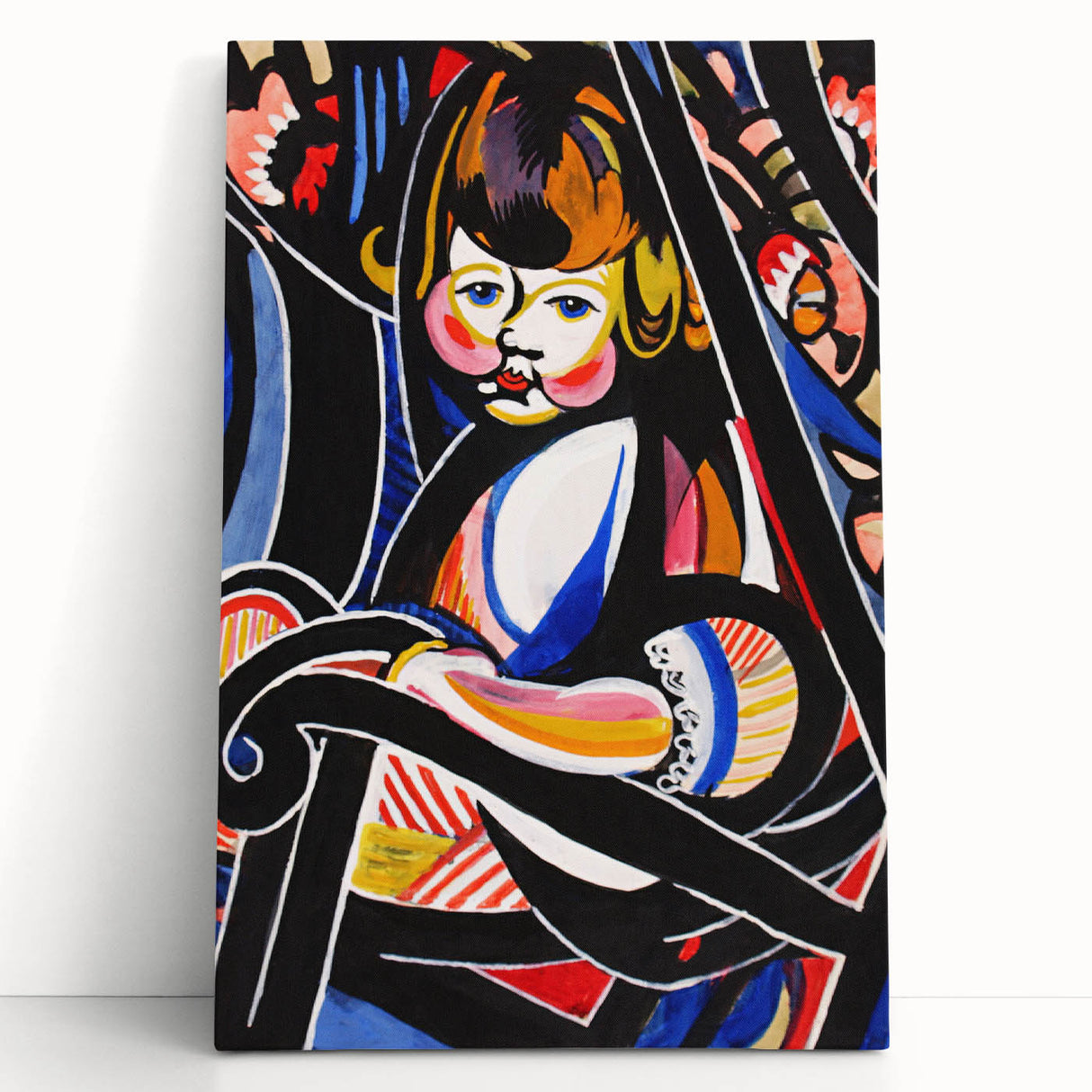 Modern Wall Art: Child in Rocker - Vibrant Abstract Portrait Print