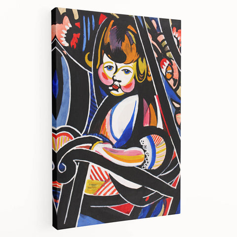 Modern Wall Art: Child in Rocker - Vibrant Abstract Portrait Print