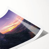 Landscape canvas print showcasing a vibrant castle scene with rolling hills and a blue sky, rolled and securely packaged in a protective tube for delivery.