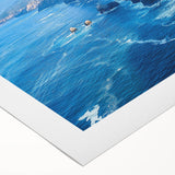 Vibrant rolled canvas showcasing a stunning landscape of cliffs and mountains, perfect for home decor, featuring rich colors and intricate textures, safely packaged.