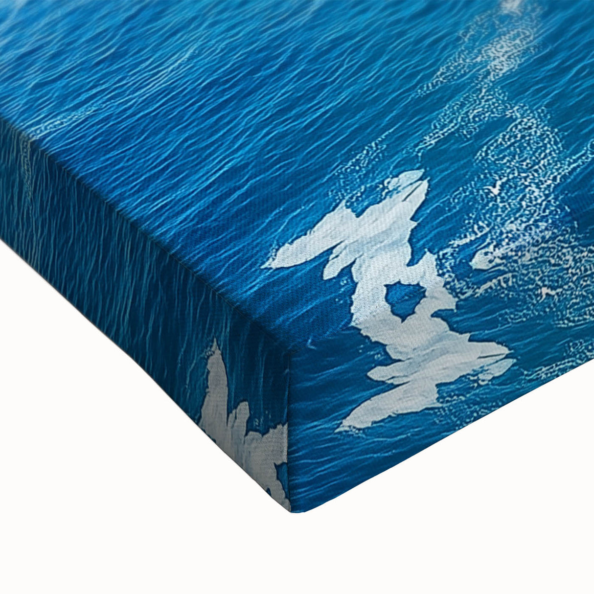 Close-up of a stretched canvas artwork depicting vibrant cliffs and landscapes, showcasing rich colors and intricate details, perfect for home decor.