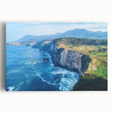 Stretched canvas artwork depicting a dramatic cliff landscape with vibrant colors and intricate details, perfect for enhancing home decor with nature's beauty.