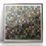 Rustic Mosaic Bedroom Wall Art - Brown and Green Canvas Print