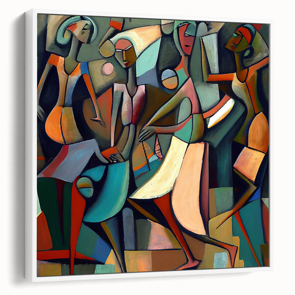 Framed abstract figurative wall art canvas in white, showcasing a modern design with soft lines and curves, perfect for contemporary home decor.