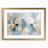 Abstract geometric frame design in gold, showcasing a modern aesthetic with a mat. Ideal for contemporary home decor, adding elegance to any space.