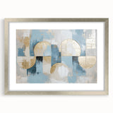 Abstract geometric frame with silver matting, showcasing a modern art design. Ideal for home decor, adding a touch of elegance and sophistication to any space.