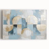 Abstract geometric wall art on stretched canvas, featuring vibrant colors and sharp angles, ideal for modern home decor, adding a contemporary touch to any room.