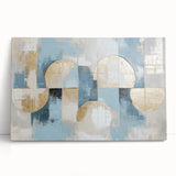 Abstract geometric canvas art design in vibrant colors, featuring bold shapes and lines, ideal for modern home decor or office spaces, adding a contemporary artistic touch.