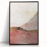 Framed abstract landscape wall art featuring vibrant colors and modern design, set against a sleek black frame, ideal for contemporary home decor.