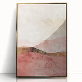 Framed abstract landscape wall art in gold-acrylic finish, showcasing vibrant colors and fluid shapes, perfect for modern home decor and art enthusiasts.