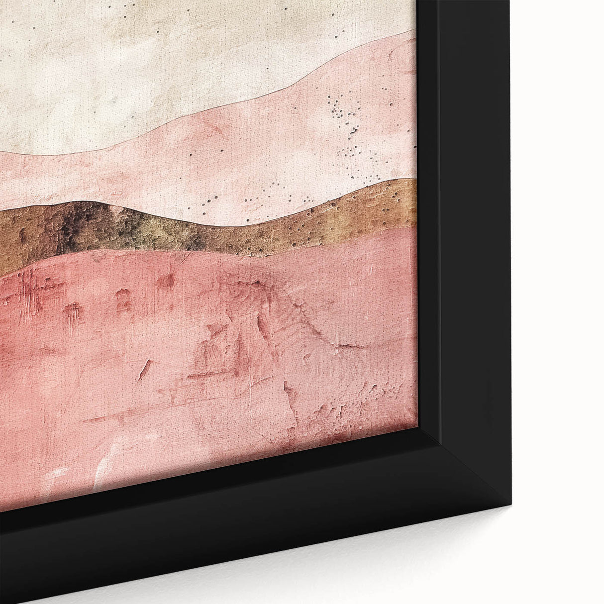 Close-up of a modern abstract landscape wall art piece, showcasing vibrant colors and intricate textures in a framed canvas design, ideal for home decor.