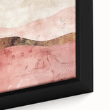 Close-up of a modern abstract landscape wall art piece, showcasing vibrant colors and intricate textures in a framed canvas design, ideal for home decor.