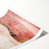 Abstract landscape wall art print showcasing vibrant colors and fluid shapes, rolled and ready for display in a stylish home decor setting. Perfect for modern interiors.